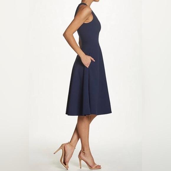 Dress the Population Women’s V-Neck Fit and Flare Dress w/Pockets Size:XXS NWT - Picture 4 of 11